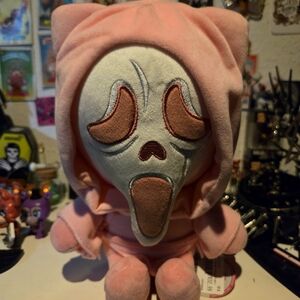 Pink Hooded Ghost Face Plush Toy